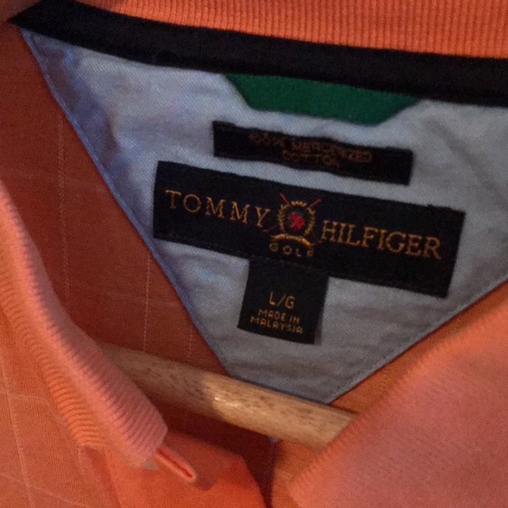 Orange and White Checked Tommy Hilfiger Golf Polo Size Large - Picture 5 of 9